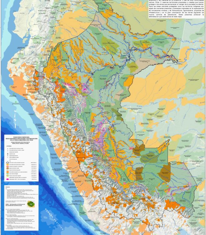 Mapa revela las presiones sobre territorios indígenas y áreas naturales protegidas en la cuenca amazónica peruana