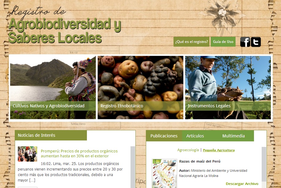 Nueva web: Registro de Agrobiodiversidad y Saberes Locales