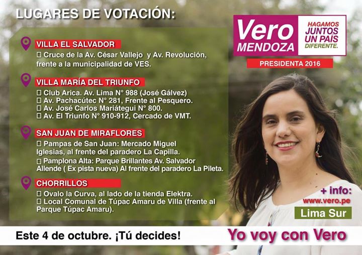 Lugares de votación elecciones del Frente Amplio... Vero es esperanza de cambio.