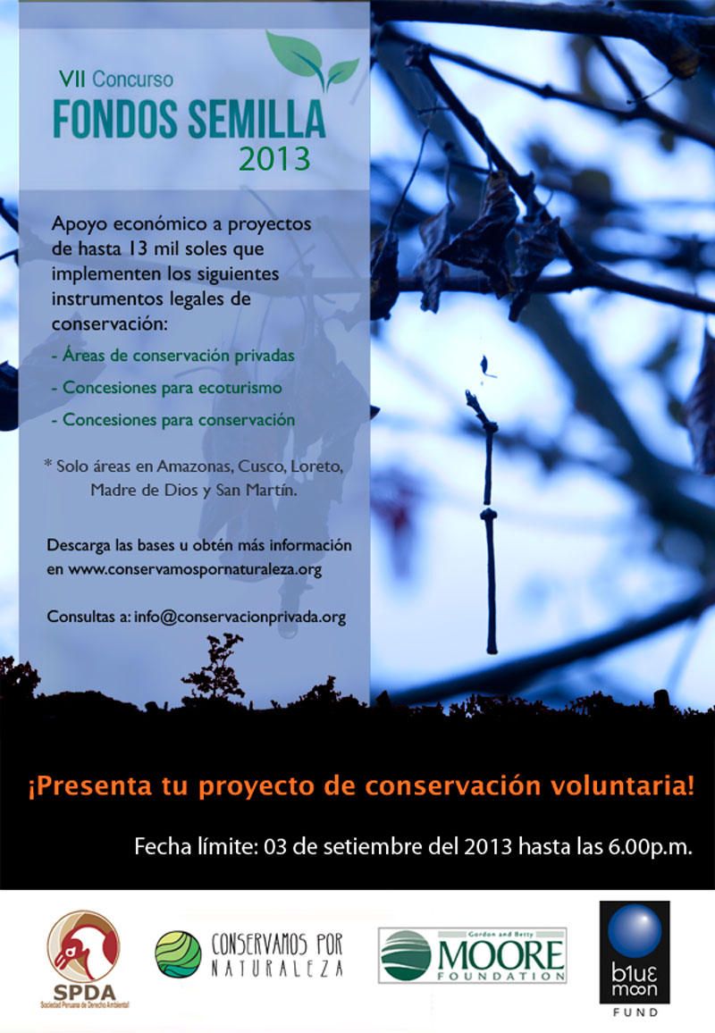 SPDA lanza VII Concurso de Fondos Semilla para Proyectos de Conservación Privada y Comunal