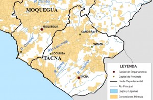 Mapa de las Concesiones Mineras en el Perú Según Información del Ministerio del Ambiente 