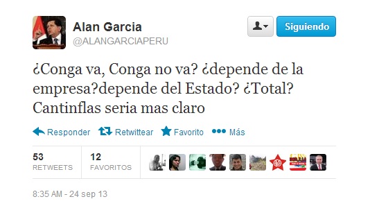 Alan García: hasta Cantinflas sería más claro en el caso Conga