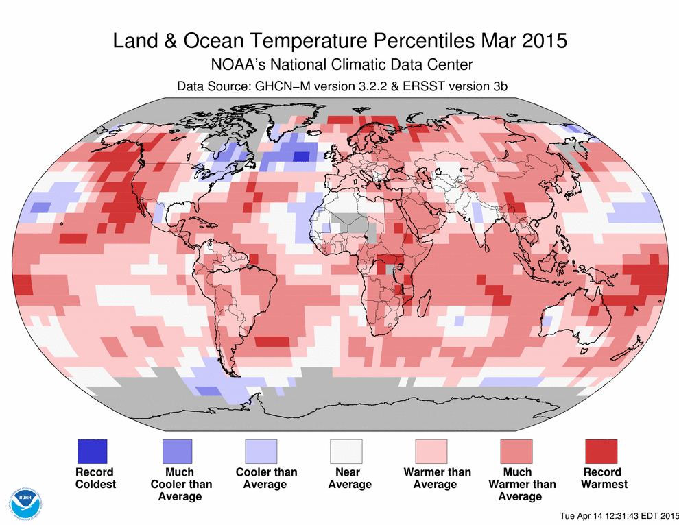 Marzo fue el mes más caliente en el mundo desde 1880
