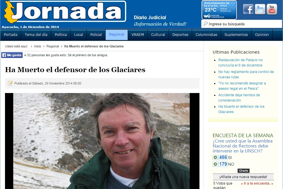 Ha muerto el defensor de los glaciares