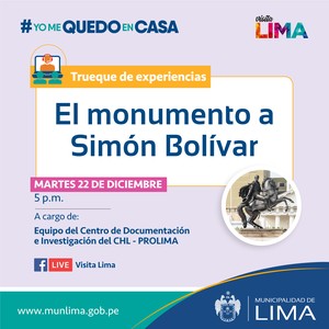 Municipalidad de Lima realizará el conversatorio “El monumento a Simón Bolívar”