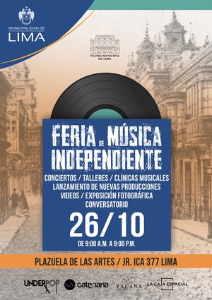 Realizarán la primera edición de la Feria de Música Independiente en la Plazuela de las Artes del Teatro Municipal de Lima