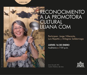 Hoy se realiza homenaje a la promotora cultural Liliana Com en la Casa de la Literatura Peruana