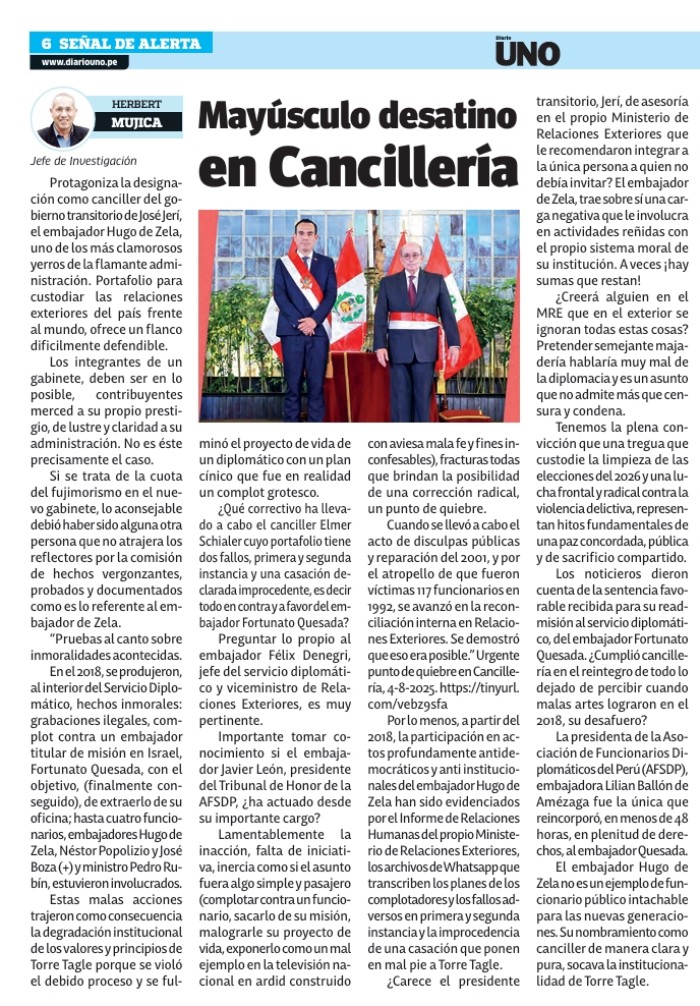 Mayúsculo desatino en Cancillería