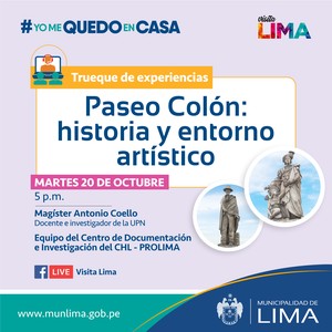 Municipalidad de Lima realizará el conversatorio “Paseo Colón: historia y entorno artístico”