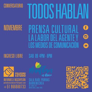 Conversatorio “Todos Hablan VI” se realiza hoy en el Centro Cultural Ricardo Palma