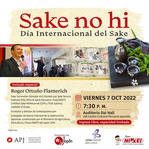 Asociación Peruano Japonesa realizará hoy conferencia sobre sake