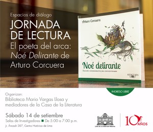 Caslit realizará jornada de lectura “El poeta del arca: Noé delirante de Arturo Corcuera”