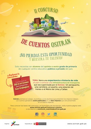 Amplían la convocatoria para el II Concurso de Cuentos
 “Ositrán, contigo por las rutas del Perú”