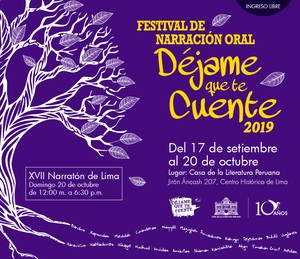 Festival de Narración Oral Déjame que te Cuente 2019 se realizará en la Casa de la Literatura Peruana