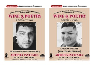 Poetas amazónicos Andrés Sicchar y Kriztian Valente invitados al “Wine & Poetry Colchagua, Chile”