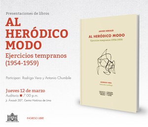 Presentarán libro “Al heródico modo. Ejercicios tempranos (1954-1959)” en la Caslit